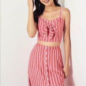 Hollister pink and white two piece set